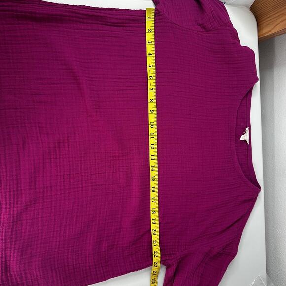 Eileen Fisher Shirt Womens Large Pink Organic Cotton Texture Gauze Boxy Top - Picture 7 of 9